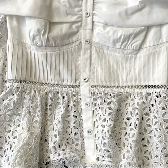 NWT Self portrait off shoulder eyelet asymmetrical top sz 8 - Picture 7 of 13